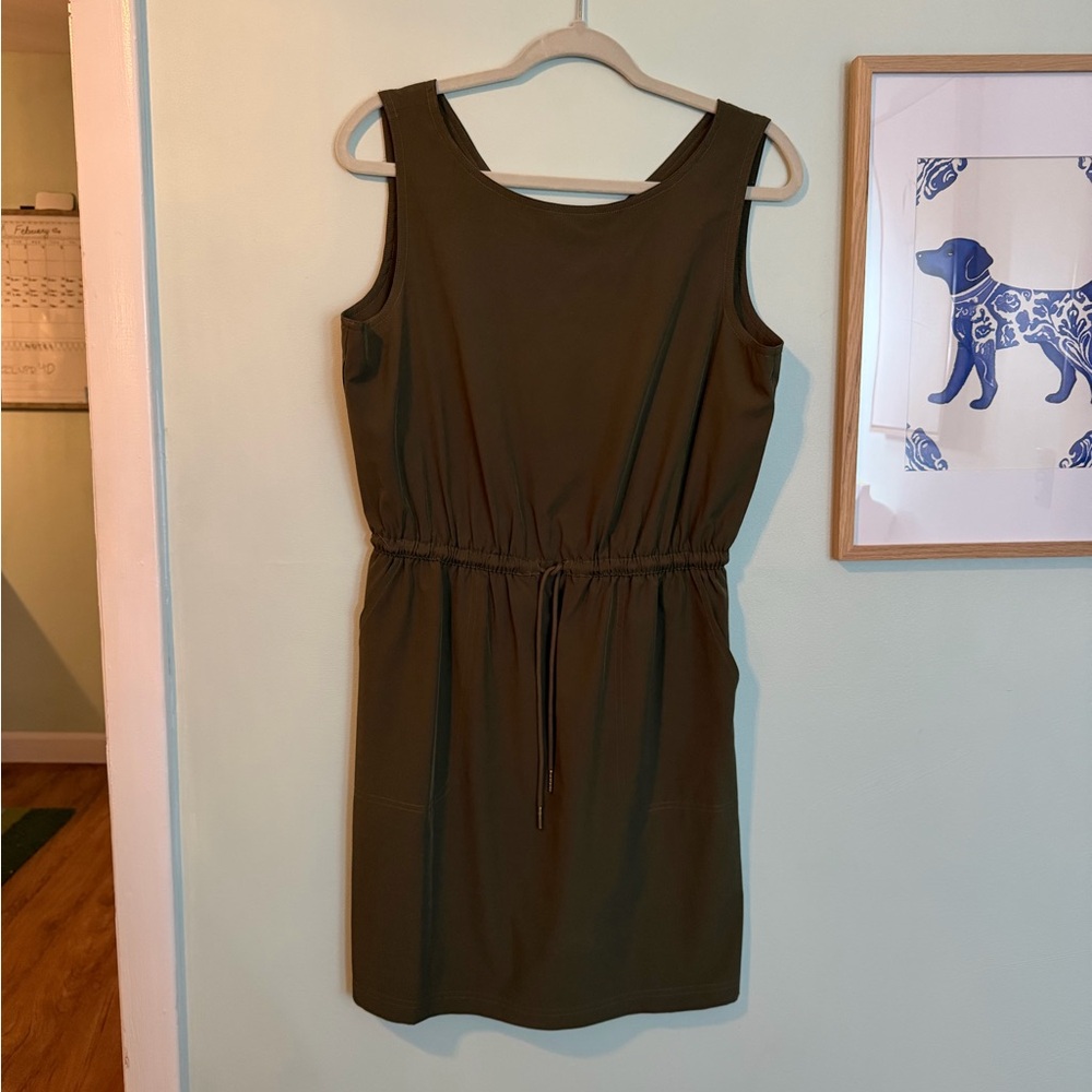 Calvin Klein Elegant Olive Green Navy Green Sleeveless Dress Summer Athletic